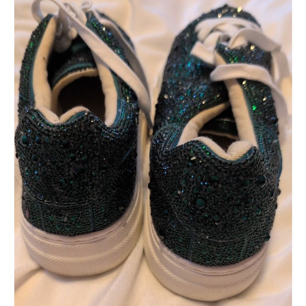 Betsey Johnson Sidny Crystal Pavé Platform Sneakers Frosted Green Size 10 EUC - Picture 6 of 6